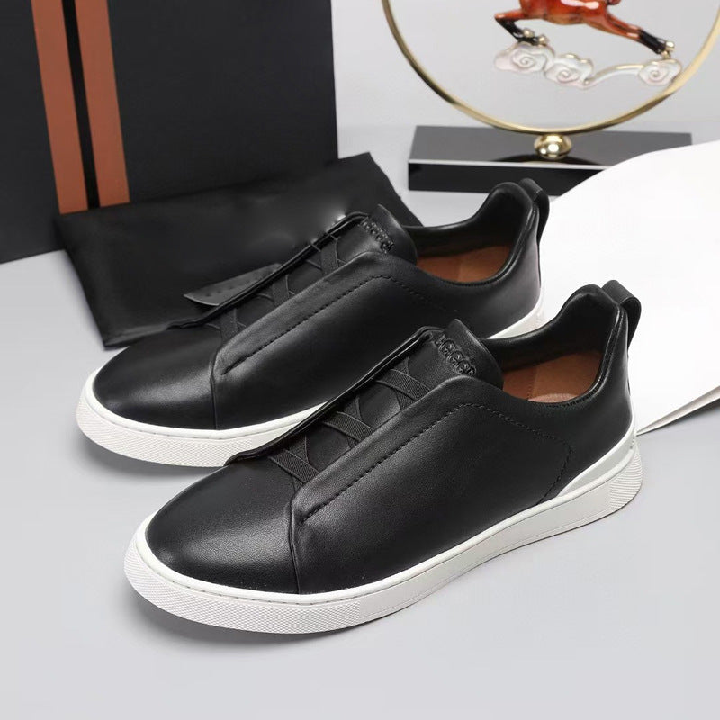Men's Genuine Leather Cross-Strap Casual Shoes
