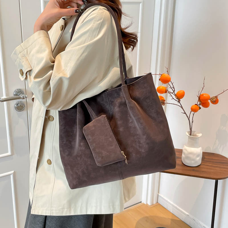 Women's Large-Capacity Matte Suede Shoulder Bag