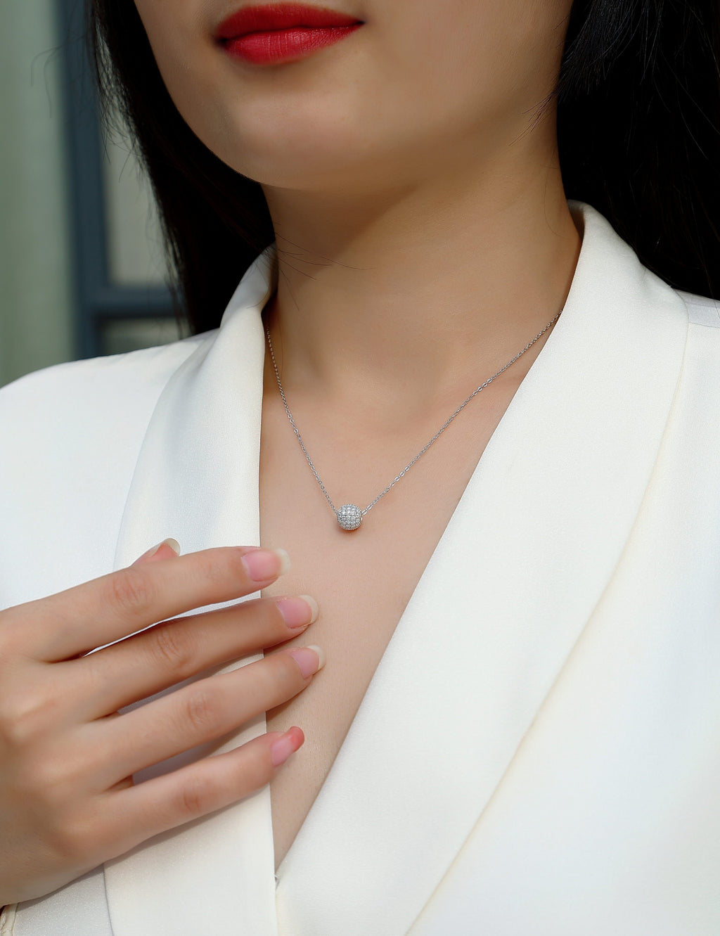 Meet At This Moment - S925 Silver Plated Platinum Jewelry Pendant Necklace Set With Top-quality Moissanite Fashion Light Luxury Jewelry