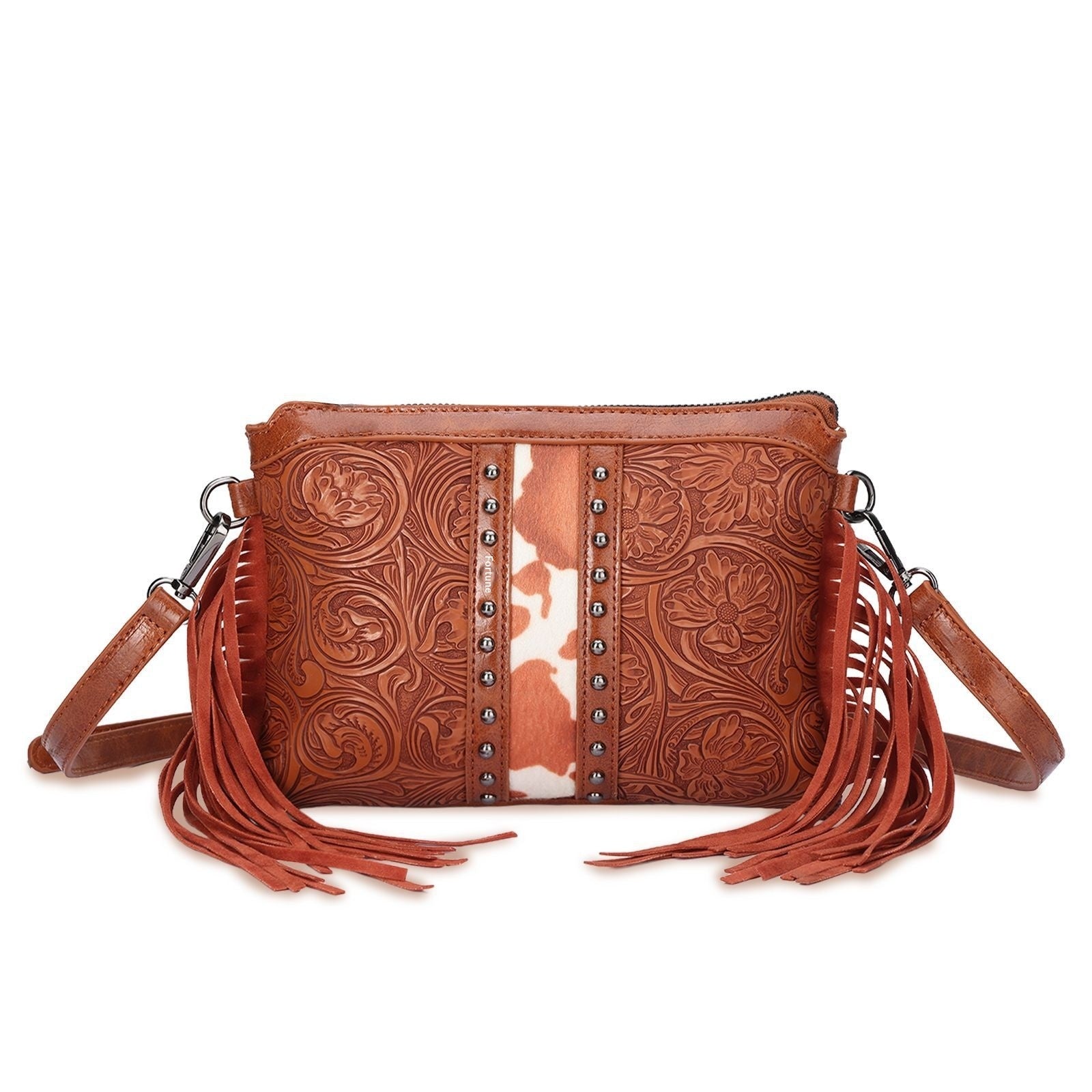 Bohemian-style Tassel Crossbody PU Leather Printed Women's Bag