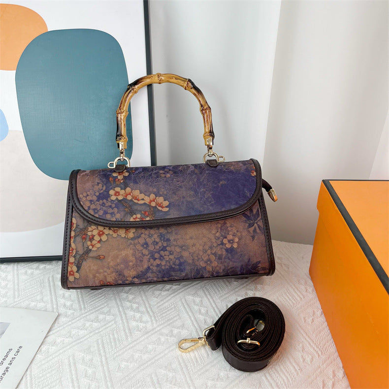 Vintage Chinese-style Handbag With Atmospheric Retro Patterns Made From Xiangyun Silk