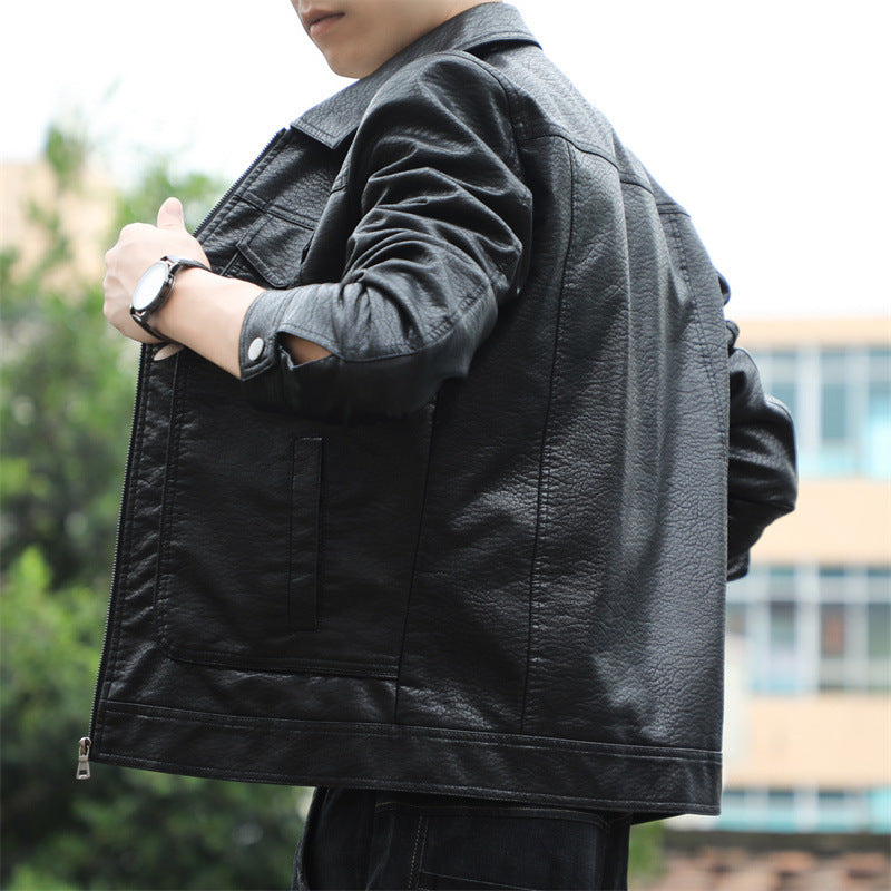 Men's Casual Velvet-lined Leather Jacket