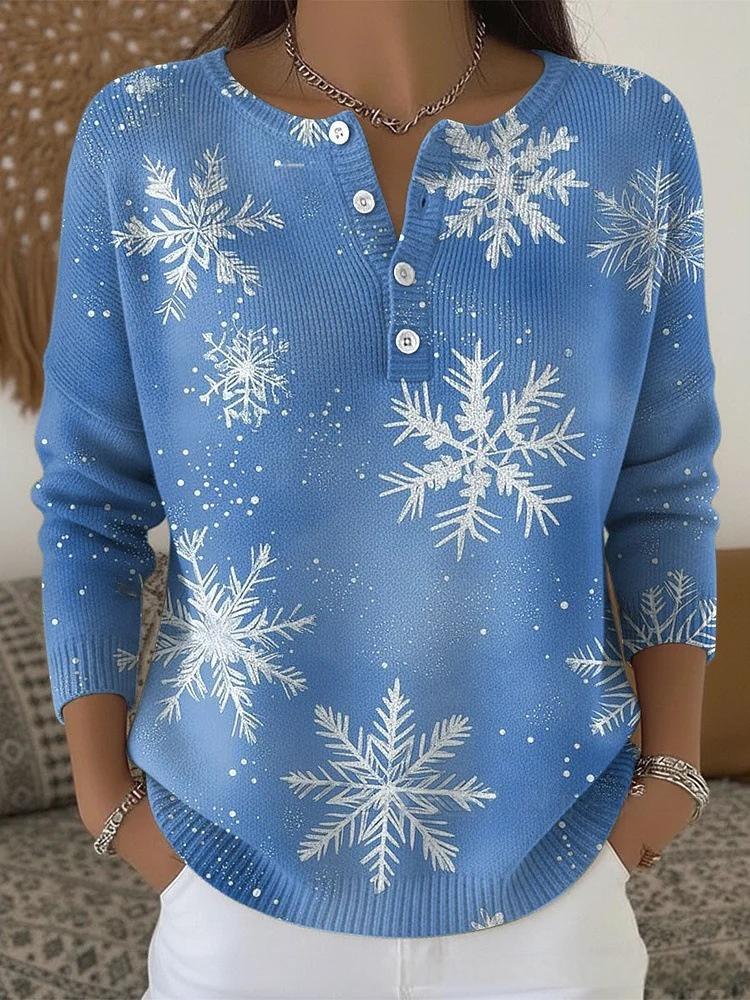Women's Fashionable Casual Christmas Top With Print