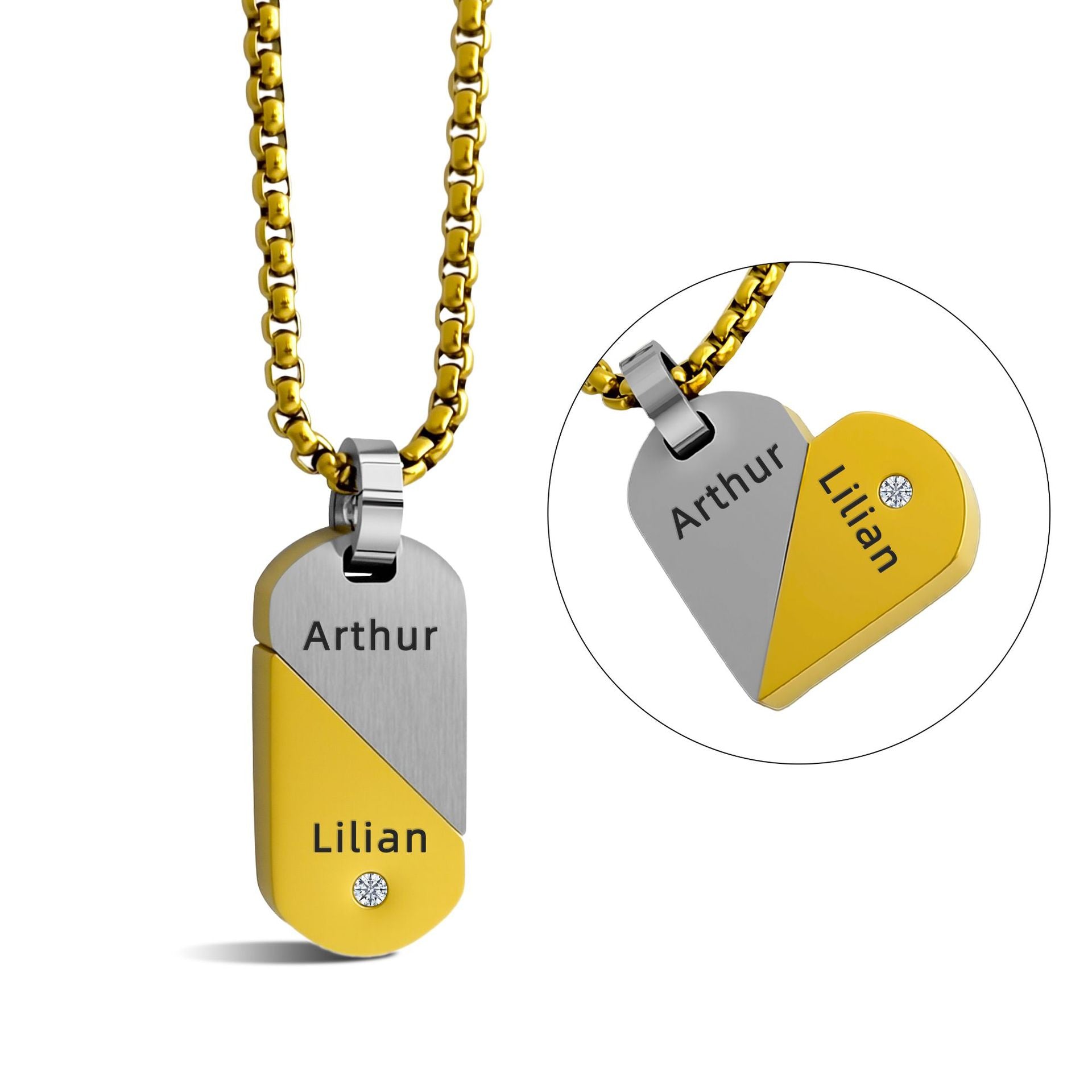 Stainless Steel Heart-Shaped Rotating Military Dog Tag Necklace