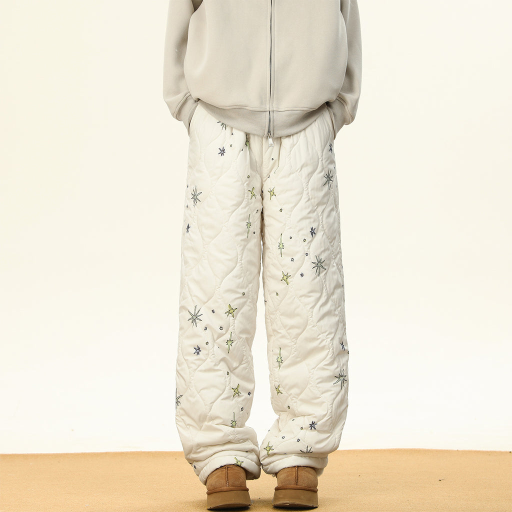 Men Winter Fleece-lined And Thickened Wide-leg Pants