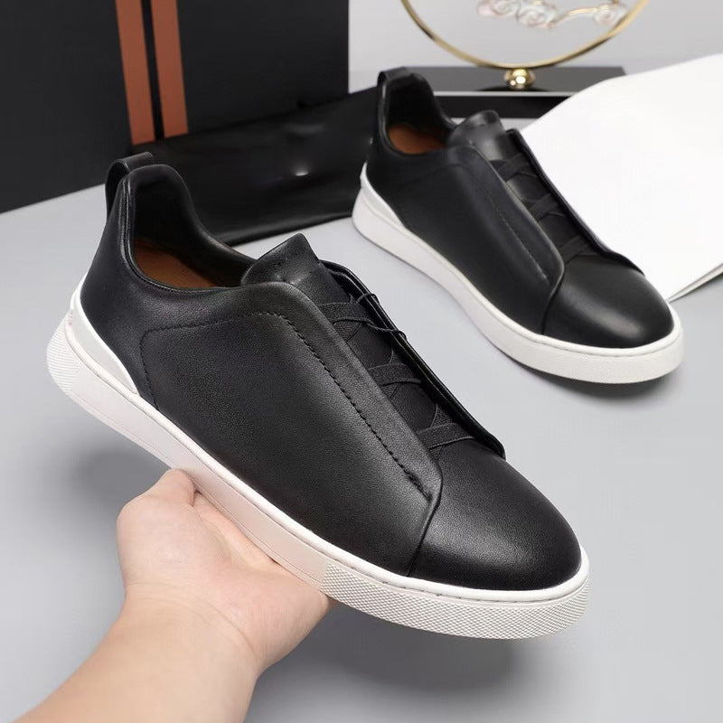 Men's Genuine Leather Cross-Strap Casual Shoes