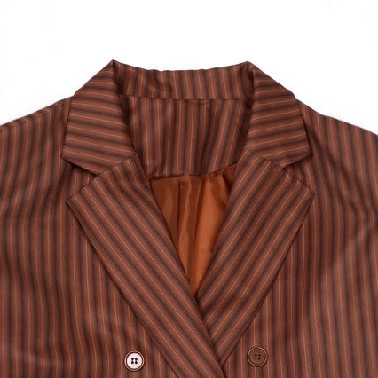 Women's SpringAutumn New Arrival Loose-Fit Retro Striped Blazer Jacket