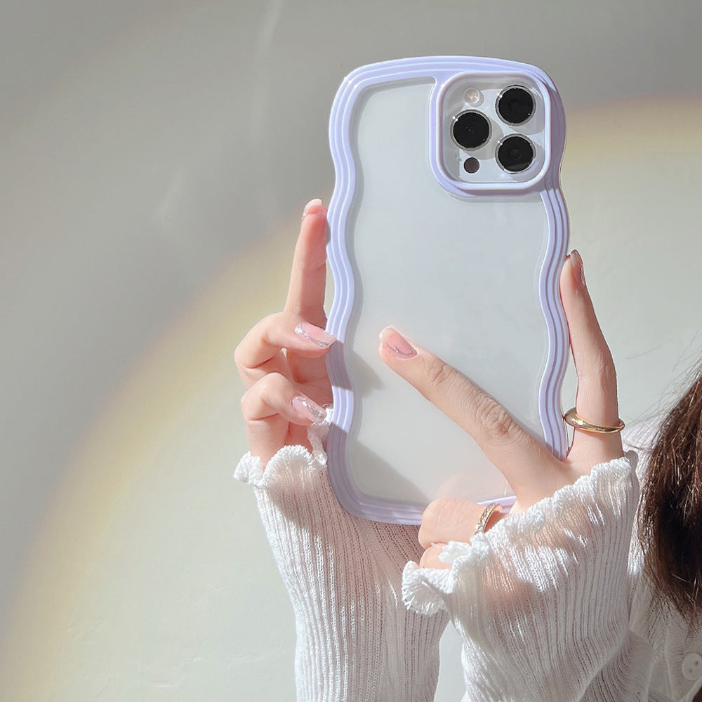 Wave Border Mobile Phone Case Solid Color Simple Candy Color TRENDFLOW