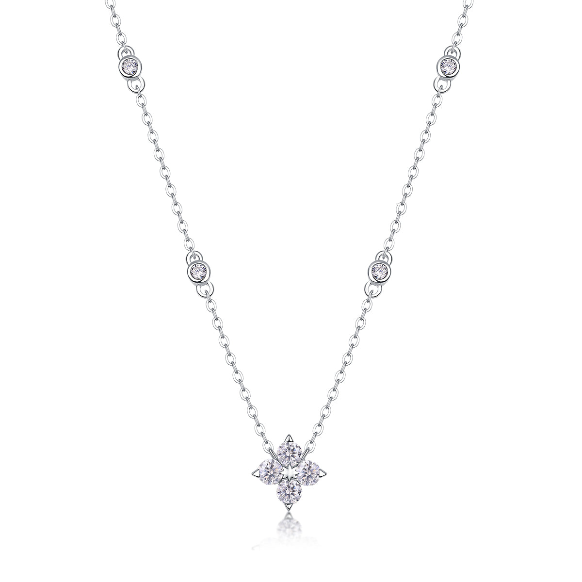 Radiance Star - A Fashionable And Light Luxury Jewelry Pendant Necklace Set With Top-quality Moissanite, S925 Silver Plated Platinum