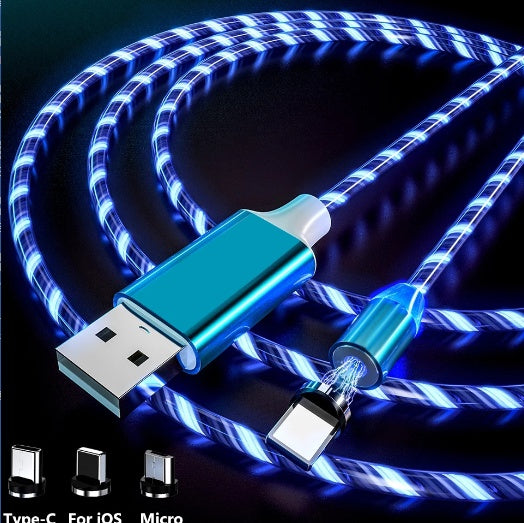 Compatible with Apple , LED Magnetic USB Phone Cable Micro Type C Charger Fast Charging Magnet Charge Cord