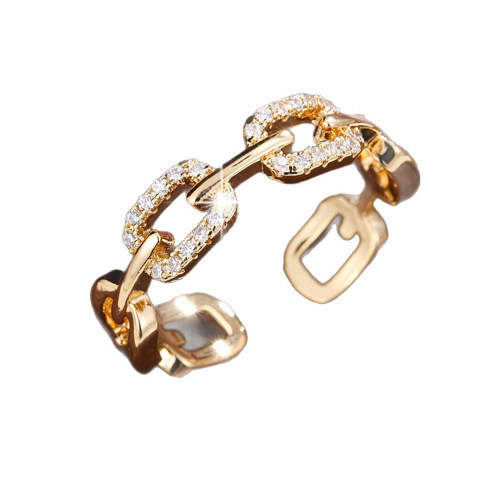 Fully Diamond-studded Chain Ring With An Adjustable Opening