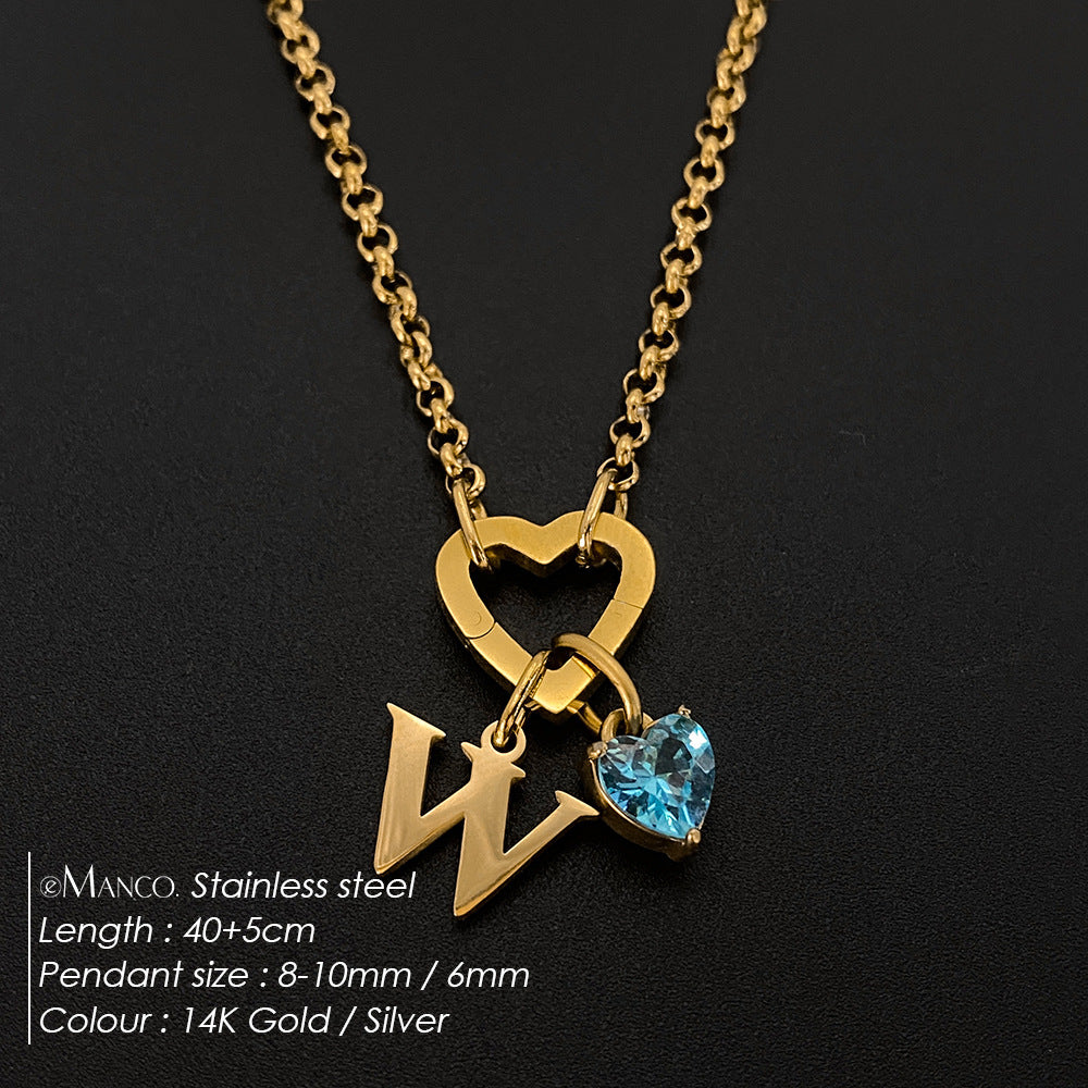 Titanium Steel Necklace With 26 English Letters That Does Not Fade And Is Washable