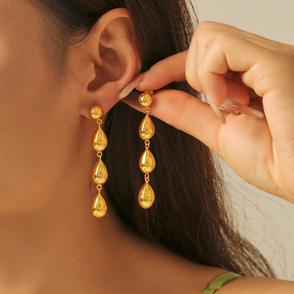 Light-luxury Fashion-forward Geometric Teardrop Tassel Earrings