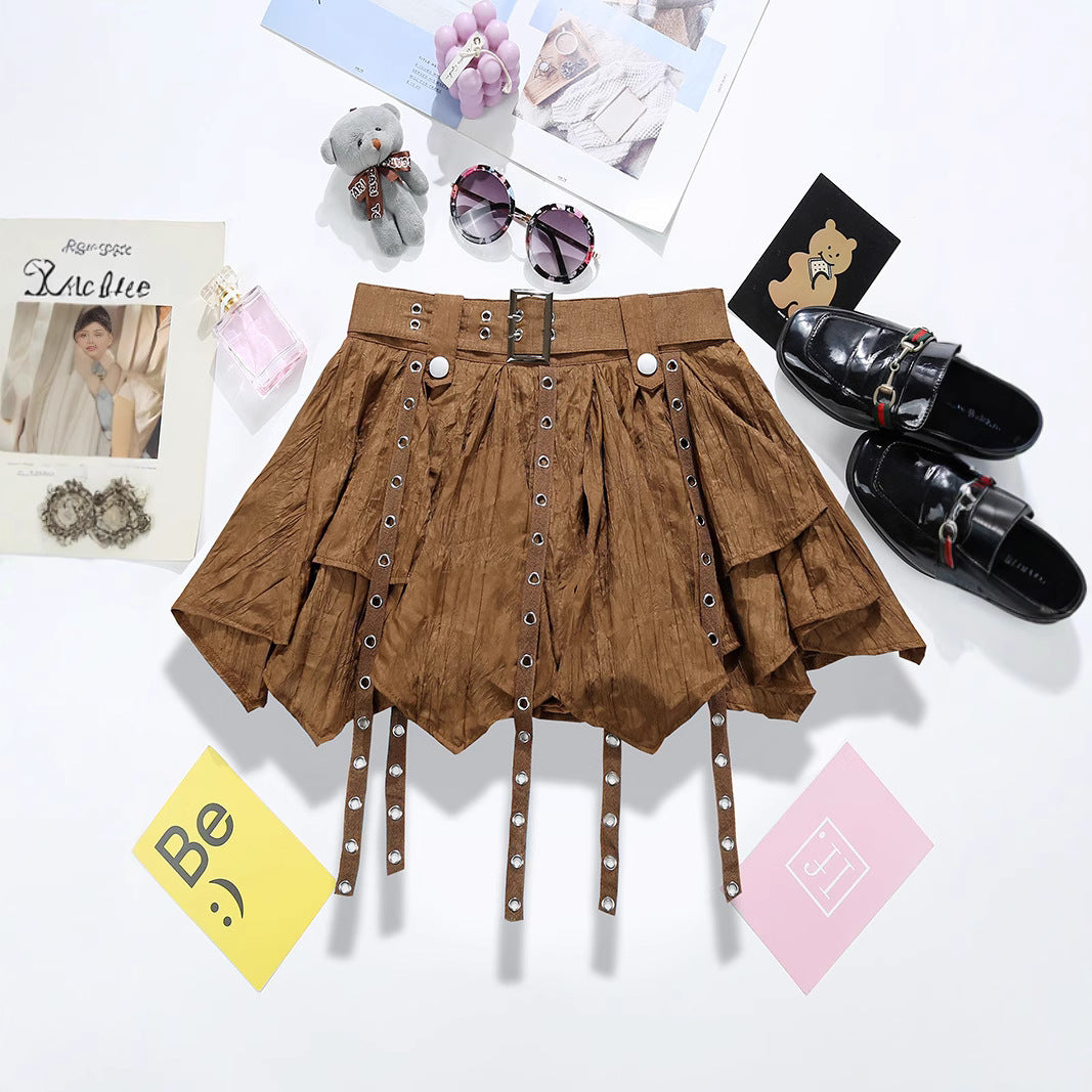 Irregular Ribbon South Korean Dongdaemun Women's Wear Ruffled Pleated Tutu Skirt