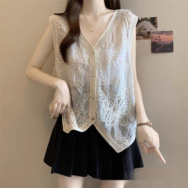 Summer Style Retro Hollow Crochet Vest Womens Top