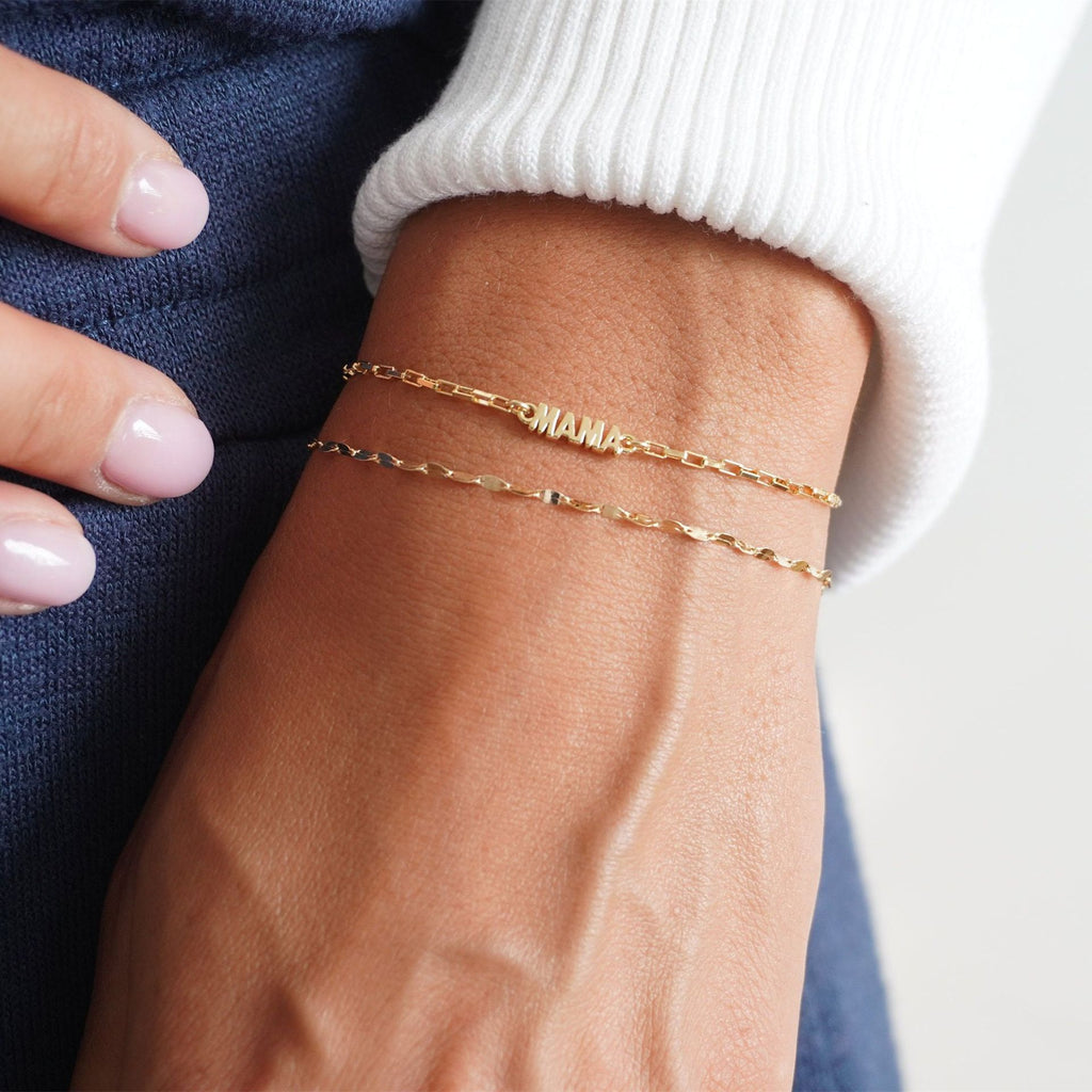 MAMA Square Box Chain Pendant Bracelet