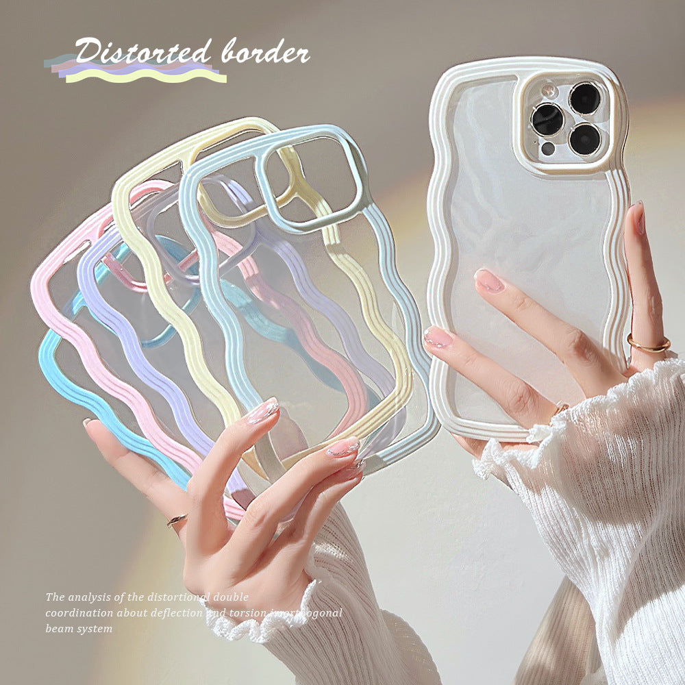 Wave Border Mobile Phone Case Solid Color Simple Candy Color TRENDFLOW