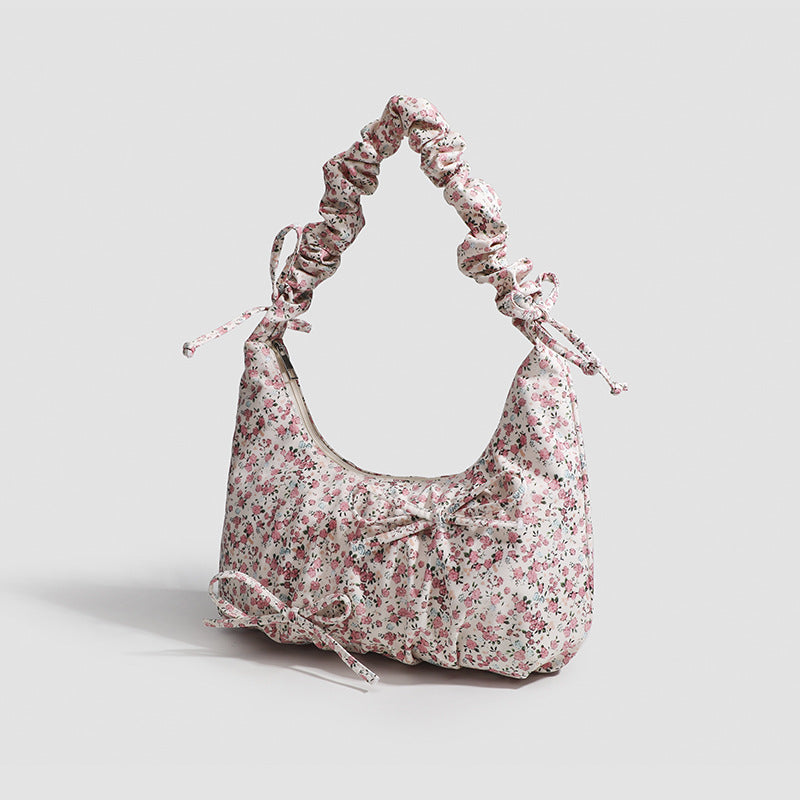 Womens Floral Crossbody Bag With Bow Accent