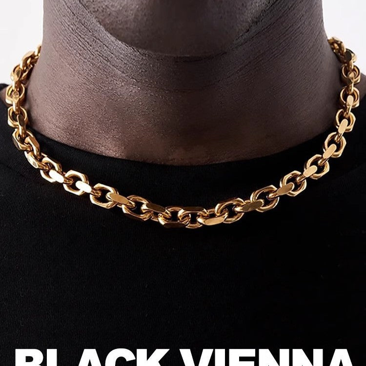 Mens Casual Versatile Stainless Steel Cuban Titanium Steel Necklace