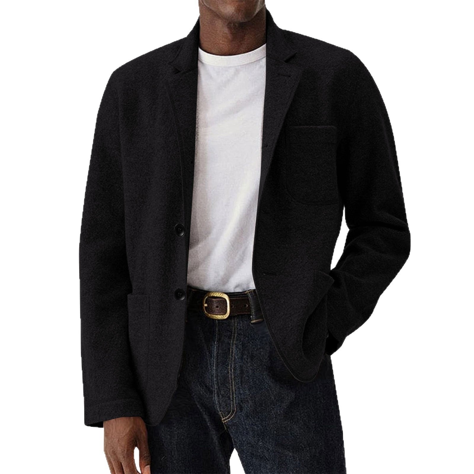 Men's Solid-Color Casual All-Match Wool Coat