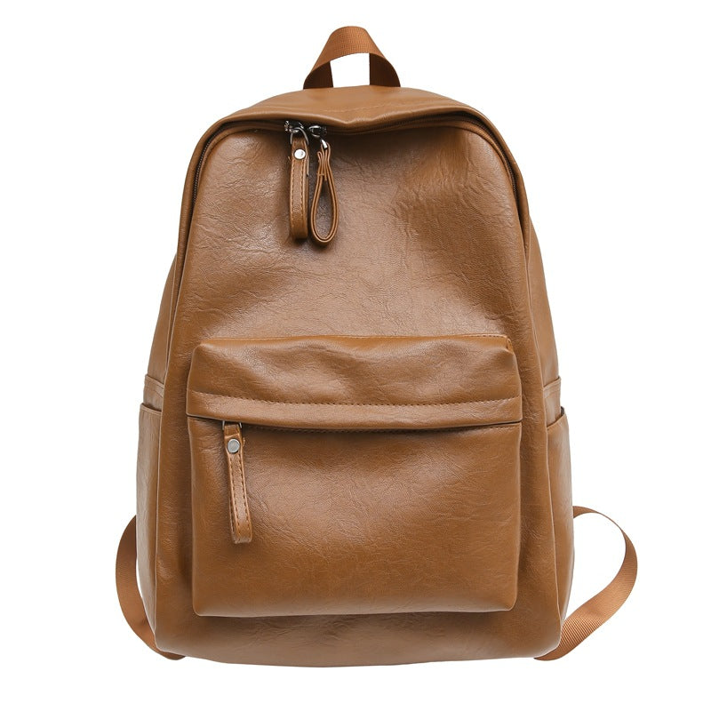 Forest-inspired Minimalist Large-capacity Soft-leather Backpack