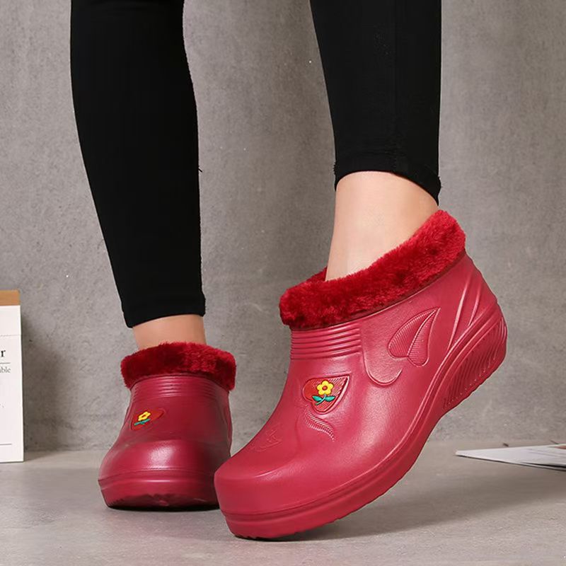 Waterproof Cotton Shoes With Fleece For Warmth Waterproof And Anti-slip Rain Boots