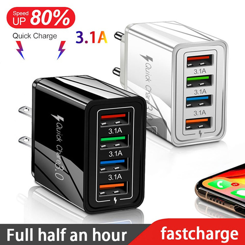 Caricabatterie USB Quick Charge 3.0 4 Adattatore per telefono per tablet Caricabatterie portatile da parete Caricabatterie rapido
