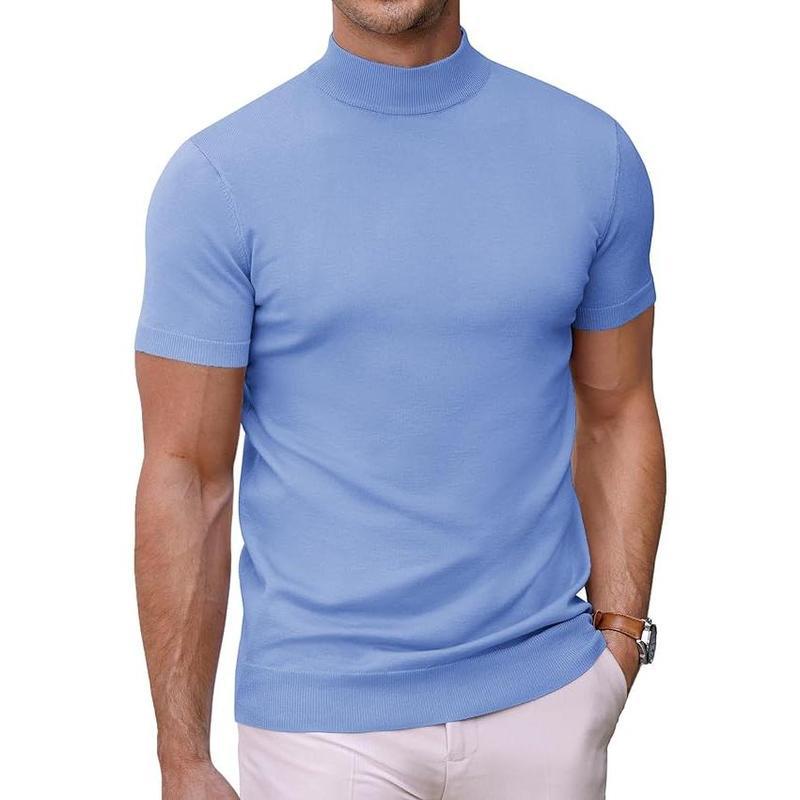 Men's Solid-color Turtleneck Short-sleeve Sweater