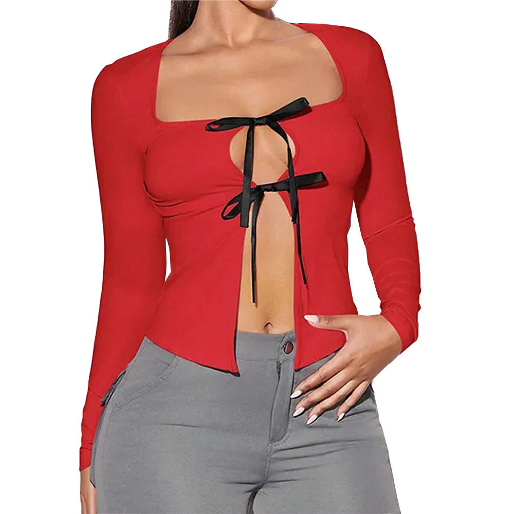 Unique Design Sense T-shirt Sexy Style Red Top Women