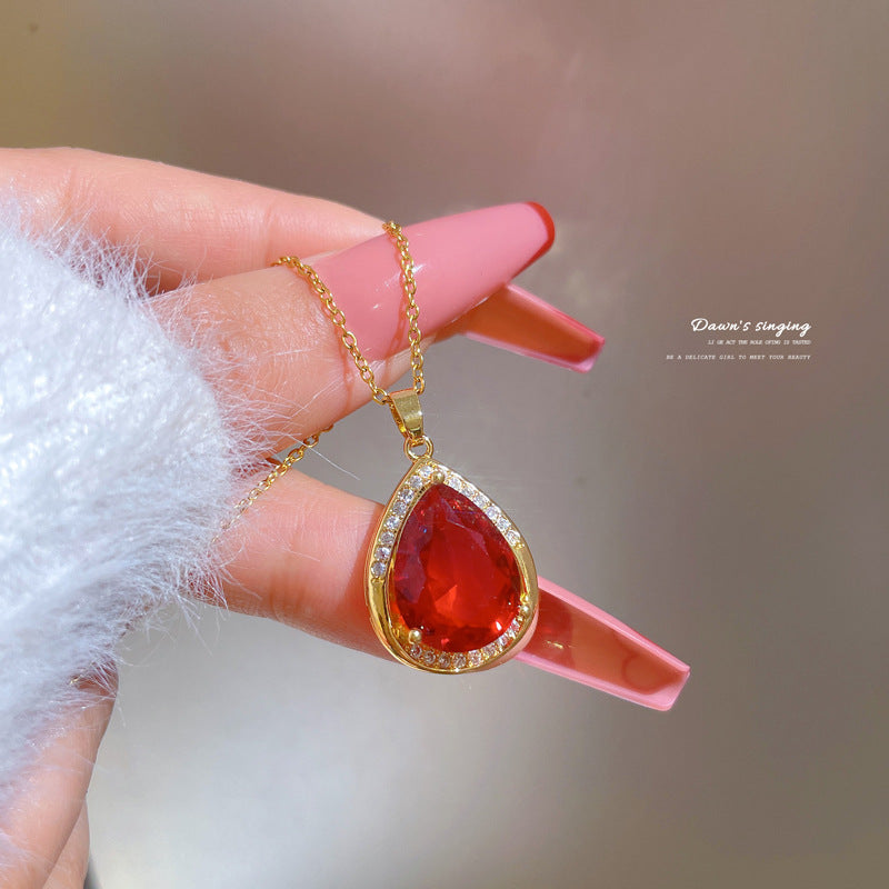 Women's Fashion Red Micro-Pave Diamond Necklace For Women