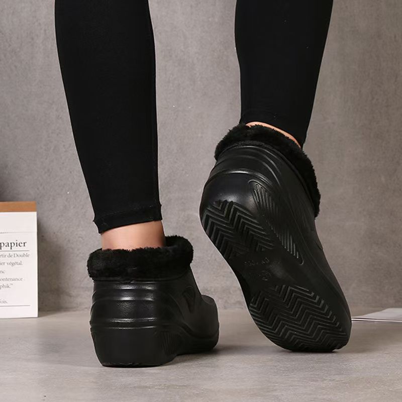 Waterproof Cotton Shoes With Fleece For Warmth Waterproof And Anti-slip Rain Boots