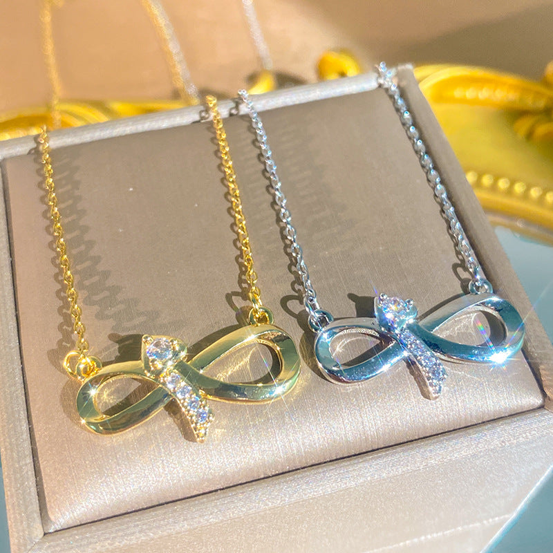 Womens Bow-Tie Titanium Steel Necklace